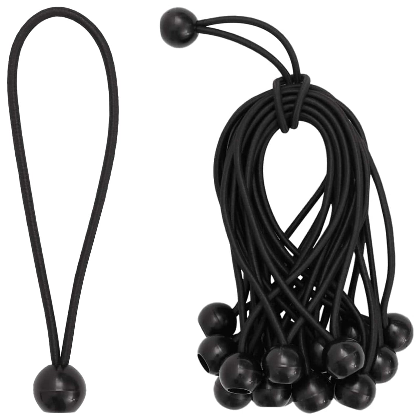 Bungee Cords with Balls 100 pcs Black 4 mm x 22 cm