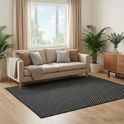 Rug ORIZ Black Mesh Pattern 240 x 340 cm 100% Polyester