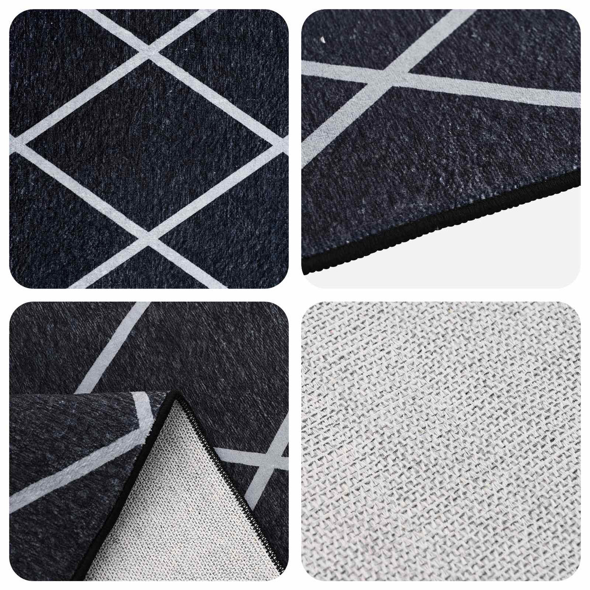 Rug ORIZ Black Diamond Pattern 140 x 200 cm 100% Polyester
