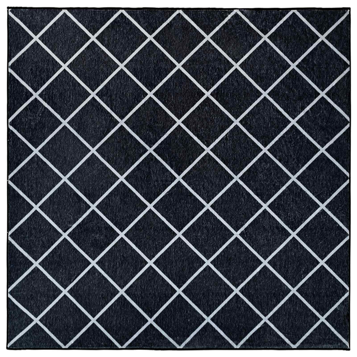 Rug ORIZ Black Diamond Pattern 240 x 240 cm 100% Polyester