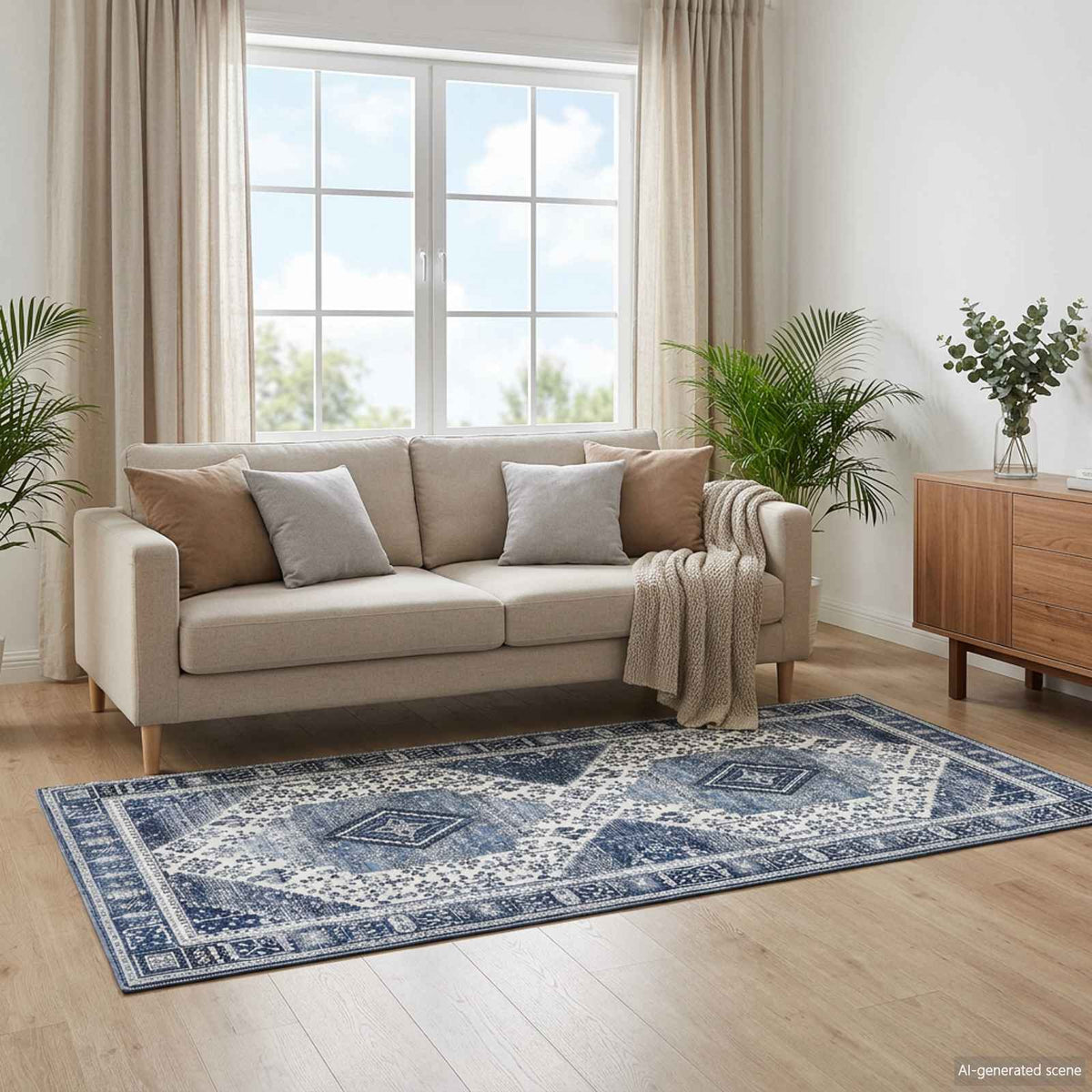 Rug ORIZ Dark Blue 80 x 200 cm 100% Polyester