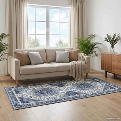 Rug ORIZ Dark Blue 80 x 200 cm 100% Polyester