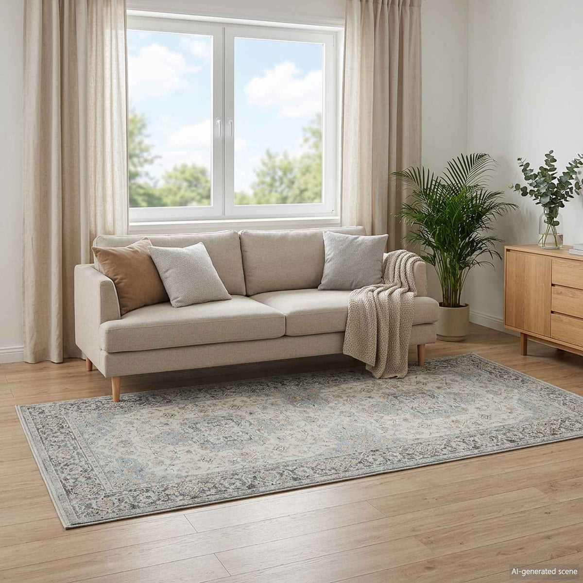 Rug ORIZ Cream 80 x 200 cm 100% Polyester