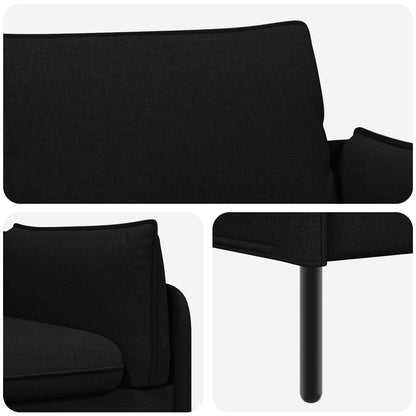 2-Seater Sofa Black 188 x 81 x 89 cm Fabric