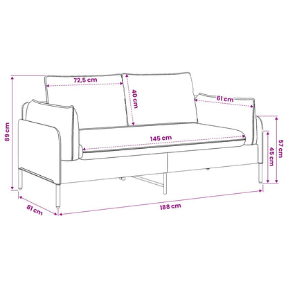 2-Seater Sofa Black 188 x 81 x 89 cm Fabric