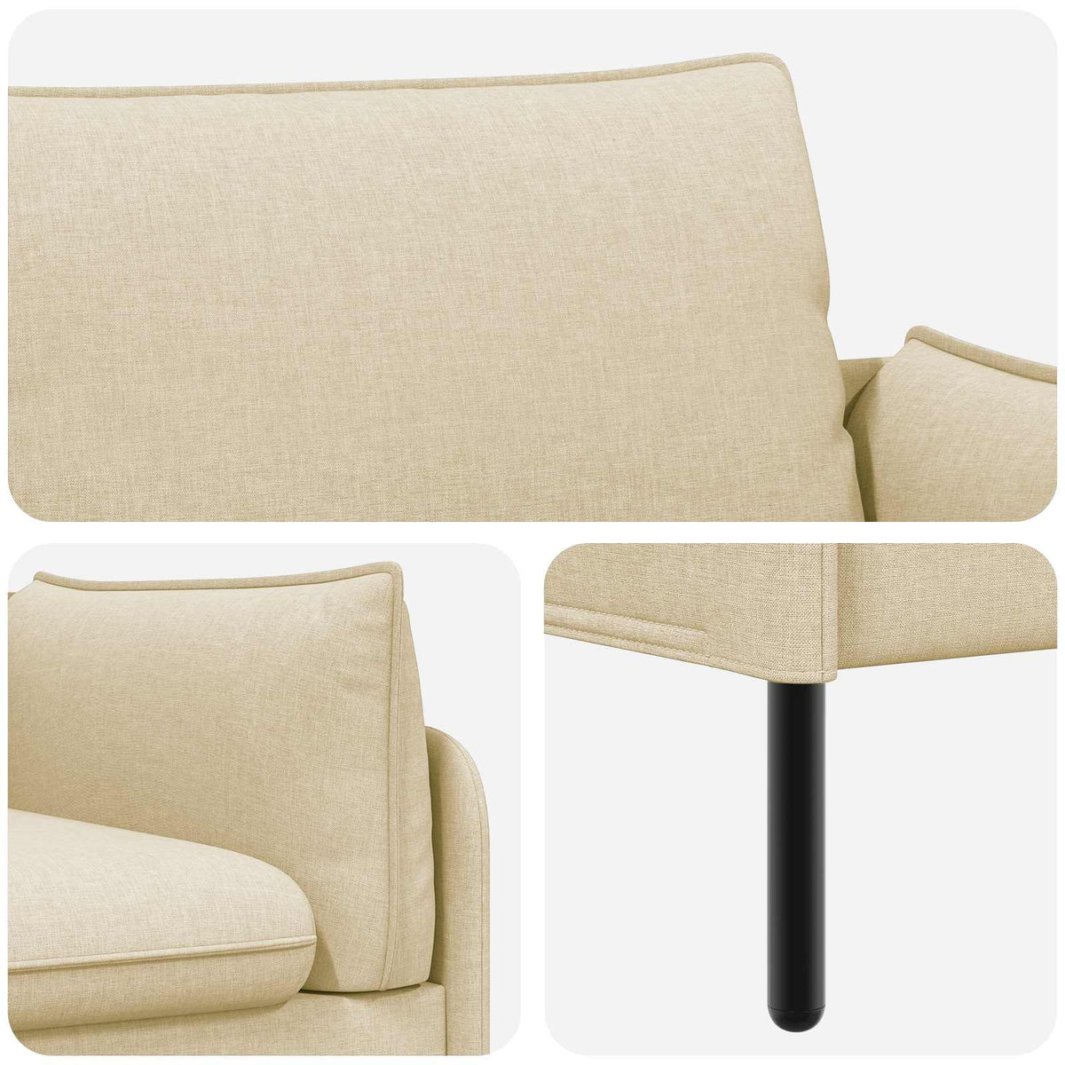2-Seater Sofa Cream 188 x 81 x 89 cm Fabric