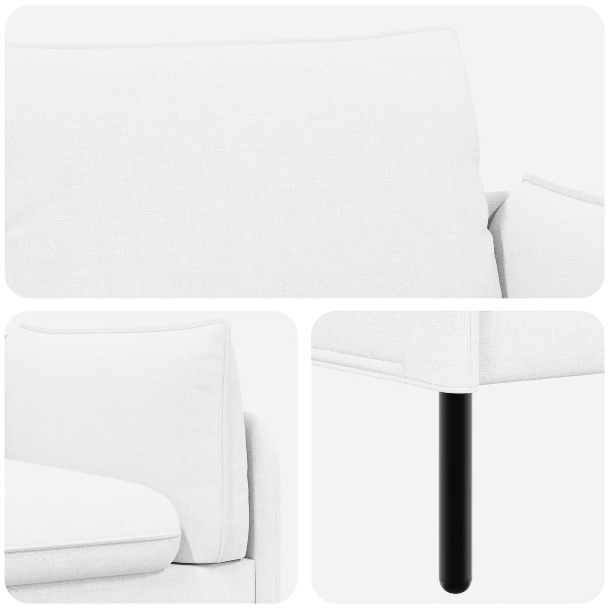 2-Seater Sofa White 188 x 81 x 89 cm Fabric