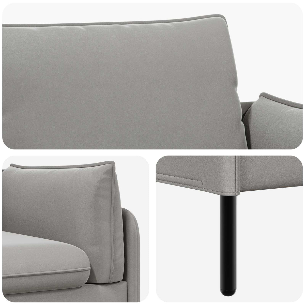 2-Seater Sofa 2-Seater Light Grey 188 x 81 x 89 cm Velvet