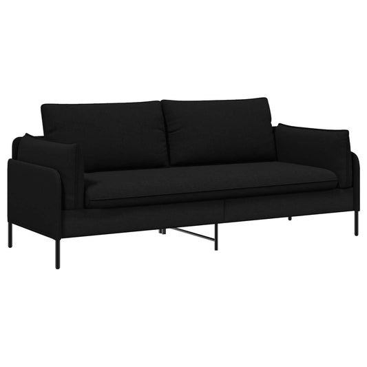 3-Seater Sofa Black 222 x 81 x 89 cm Fabric