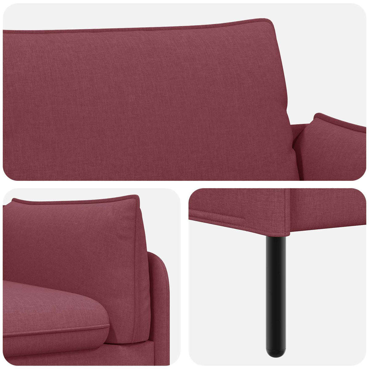 3-Seater Sofa Wine Red 222 x 81 x 89 cm Fabric