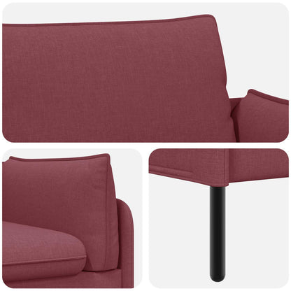 3-Seater Sofa Wine Red 222 x 81 x 89 cm Fabric