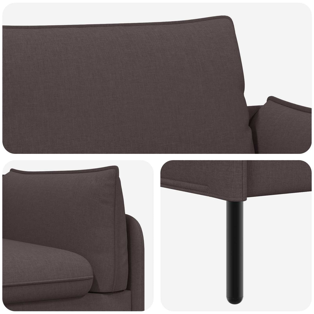 3-Seater Sofa Dark Brown 222 x 81 x 89 cm Fabric