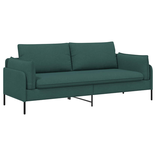 3-Seater Sofa Dark Green 222 x 81 x 89 cm Fabric