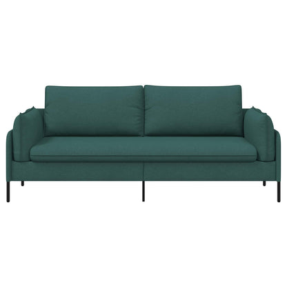 3-Seater Sofa Dark Green 222 x 81 x 89 cm Fabric