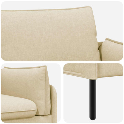 3-Seater Sofa Cream 222 x 81 x 89 cm Fabric
