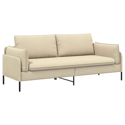 3-Seater Sofa Cream 222 x 81 x 89 cm Fabric