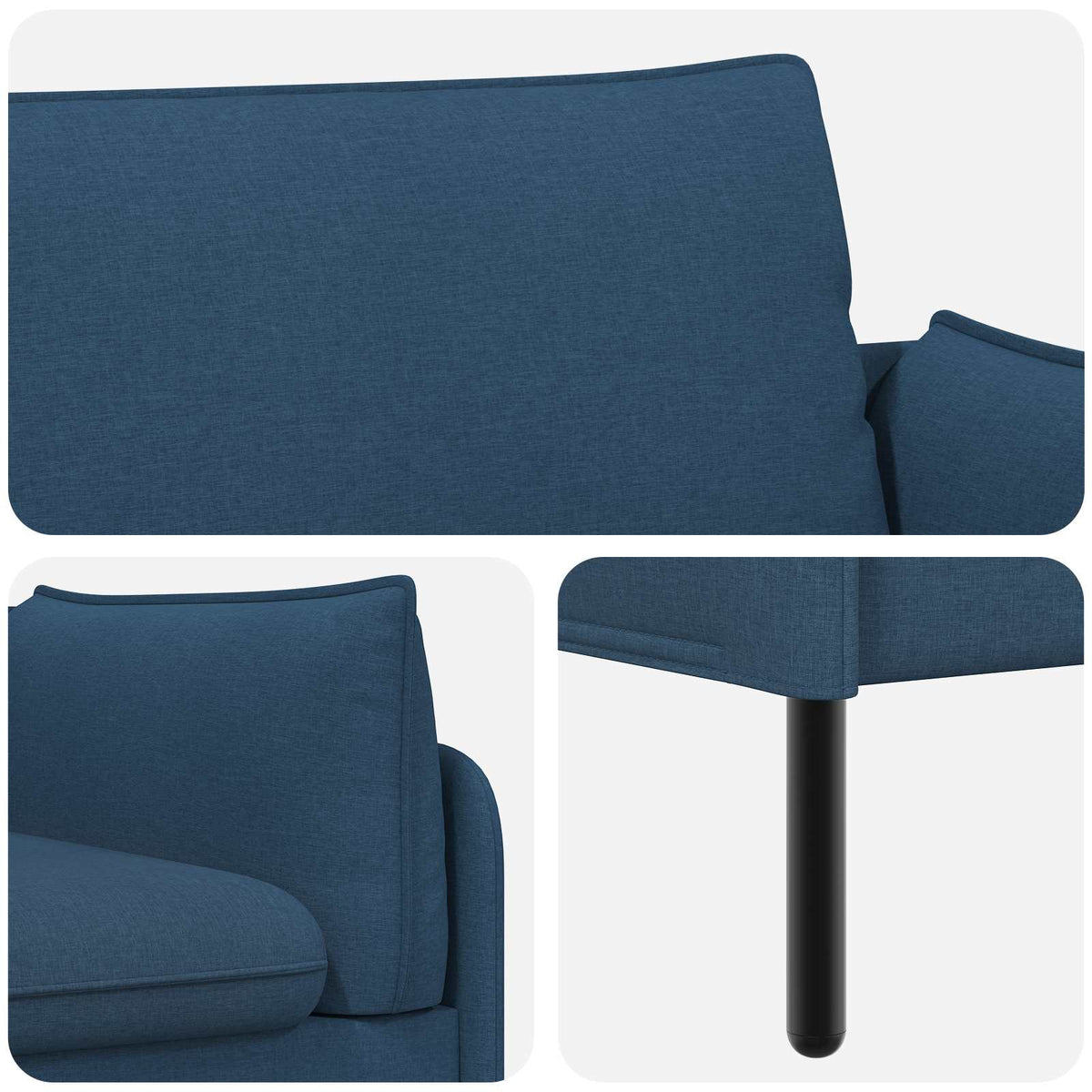 3-Seater Sofa Blue 222 x 81 x 89 cm Fabric