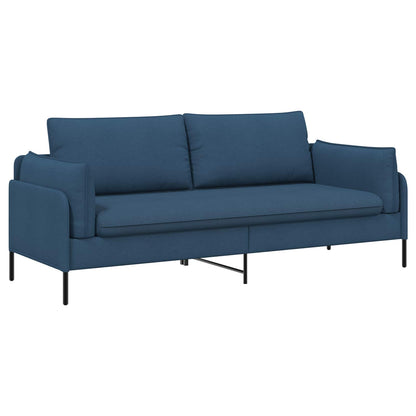 3-Seater Sofa Blue 222 x 81 x 89 cm Fabric