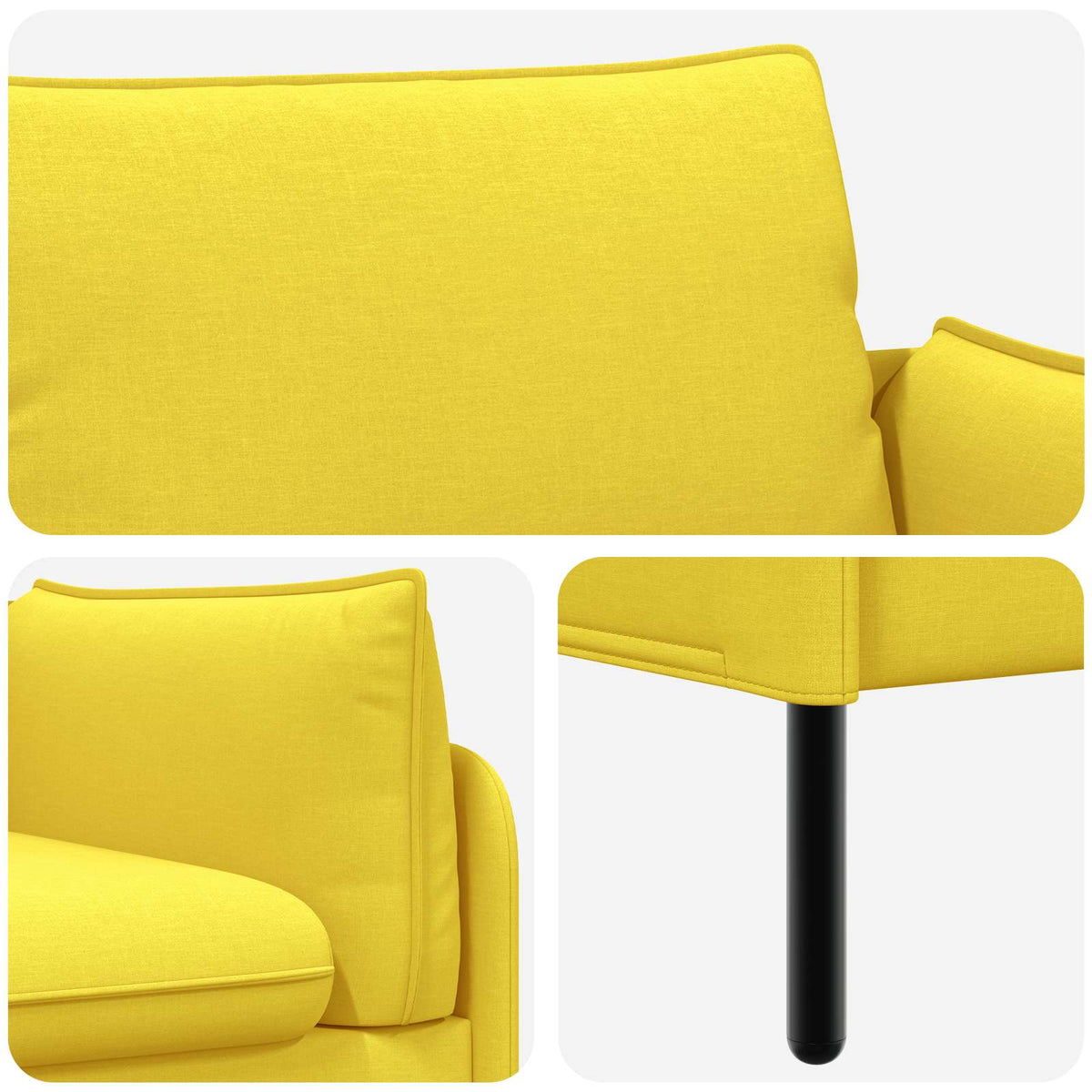 3-Seater Sofa Light Yellow 222 x 81 x 89 cm Fabric