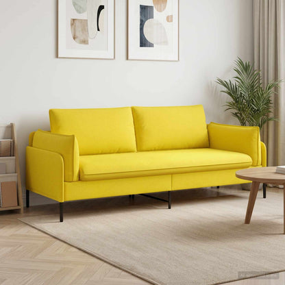 3-Seater Sofa Light Yellow 222 x 81 x 89 cm Fabric