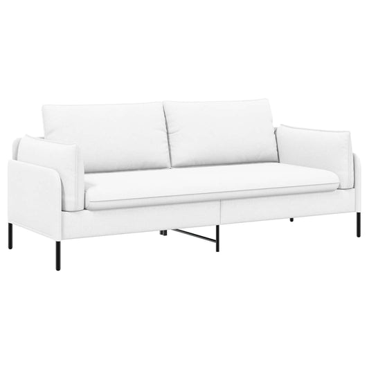 3-Seater Sofa White 222 x 81 x 89 cm Fabric