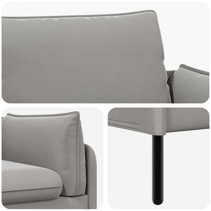 3-Seater Sofa Light Grey 222 x 81 x 89 cm Velvet