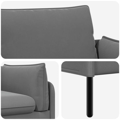 3-Seater Sofa 3-Seater Dark Grey 222 x 81 x 89 cm Velvet