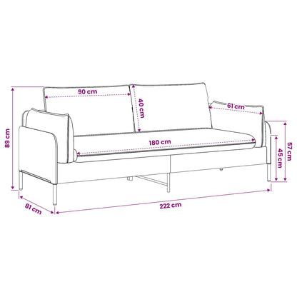 3-Seater Sofa Dark Green 222 x 81 x 89 cm Velvet