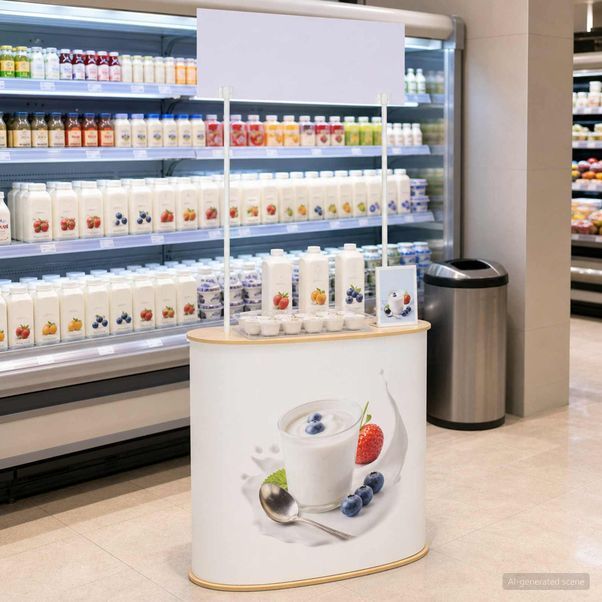 Trade Show Counter Light Brown and White 90 x 48 x 200 cm