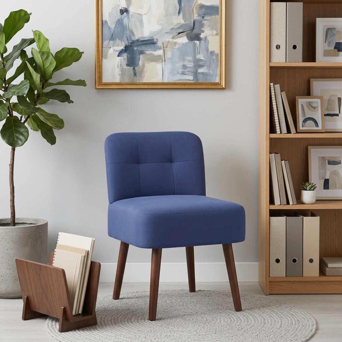 Slipper Chair Police Blue Velvet