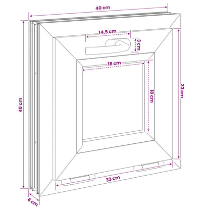 Tilt Basement Window RISOR 40 x 40 cm PVC and Clear Plain Glass