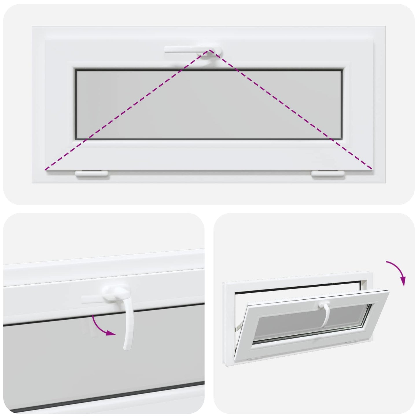Basement Window Internal Colour White RISOR 95 x 40 cm