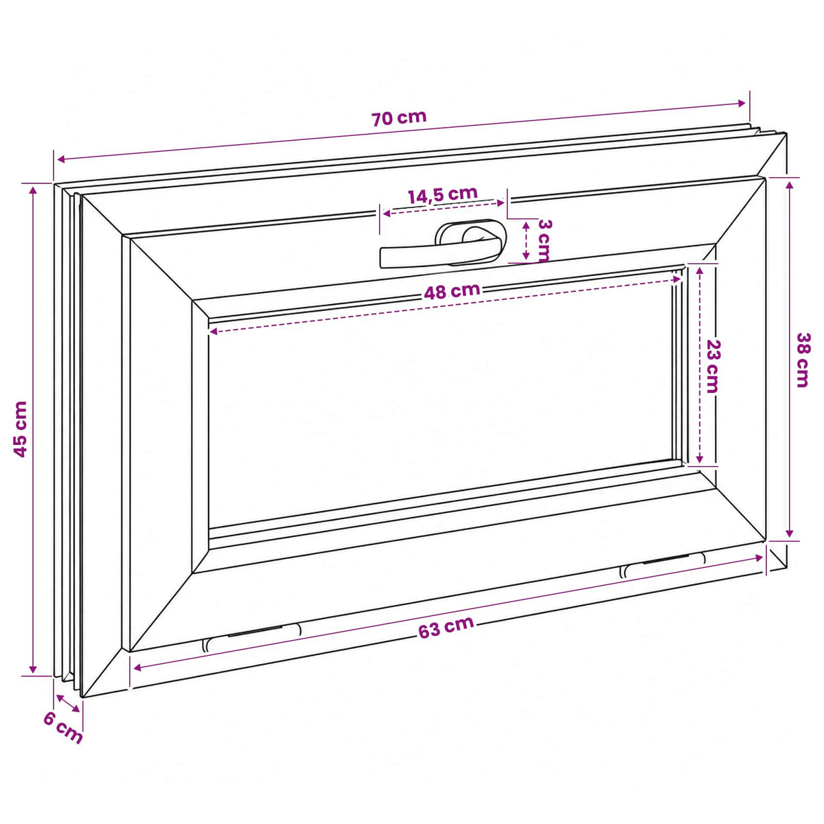 Basement Window Internal Colour White RISOR 70 x 45 cm
