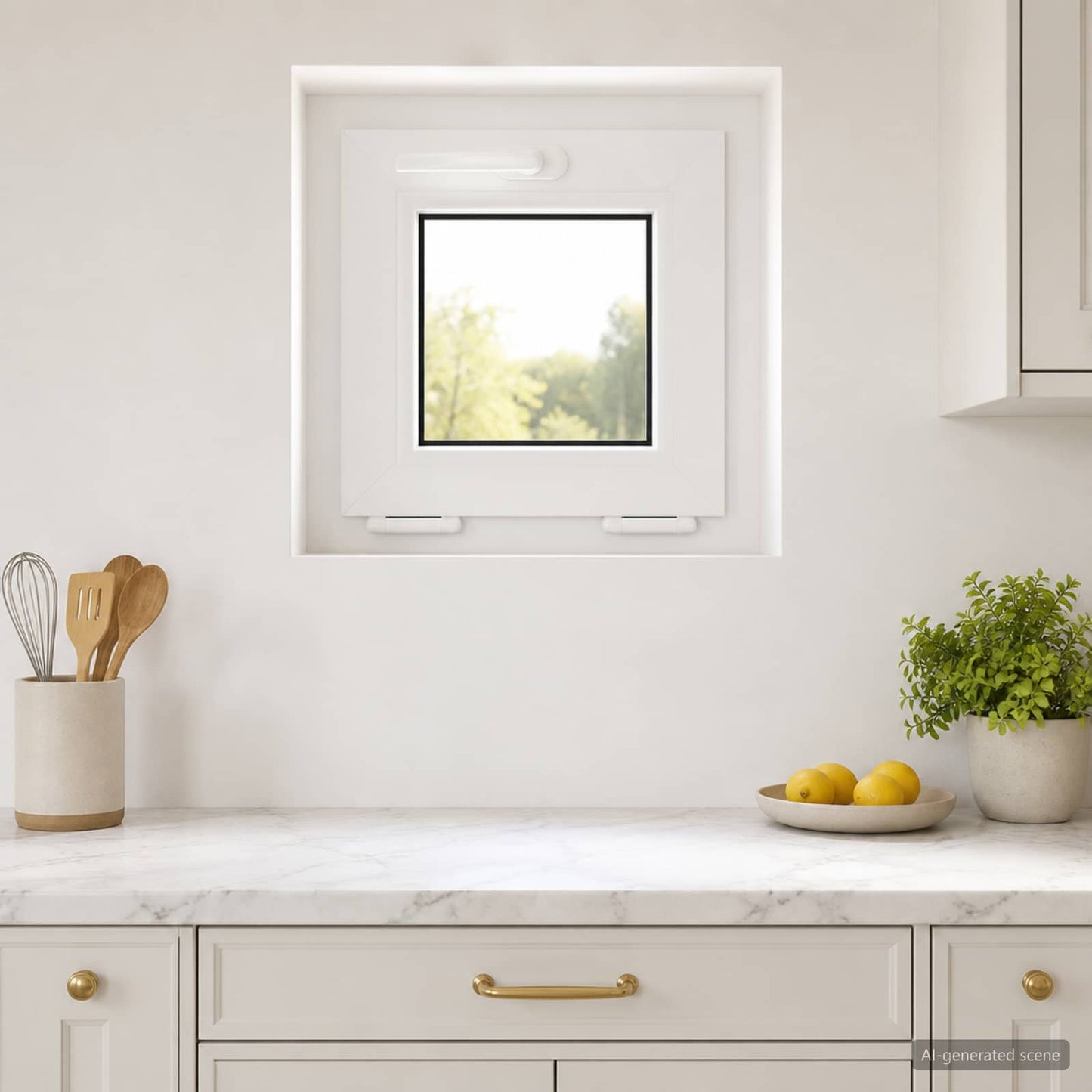 Tilt Basement Window RISOR 40 x 40 cm PVC and Clear Plain Glass