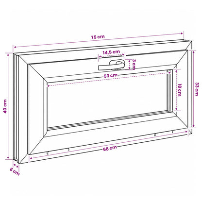 Basement Window Internal Colour White RISOR 75 x 40 cm