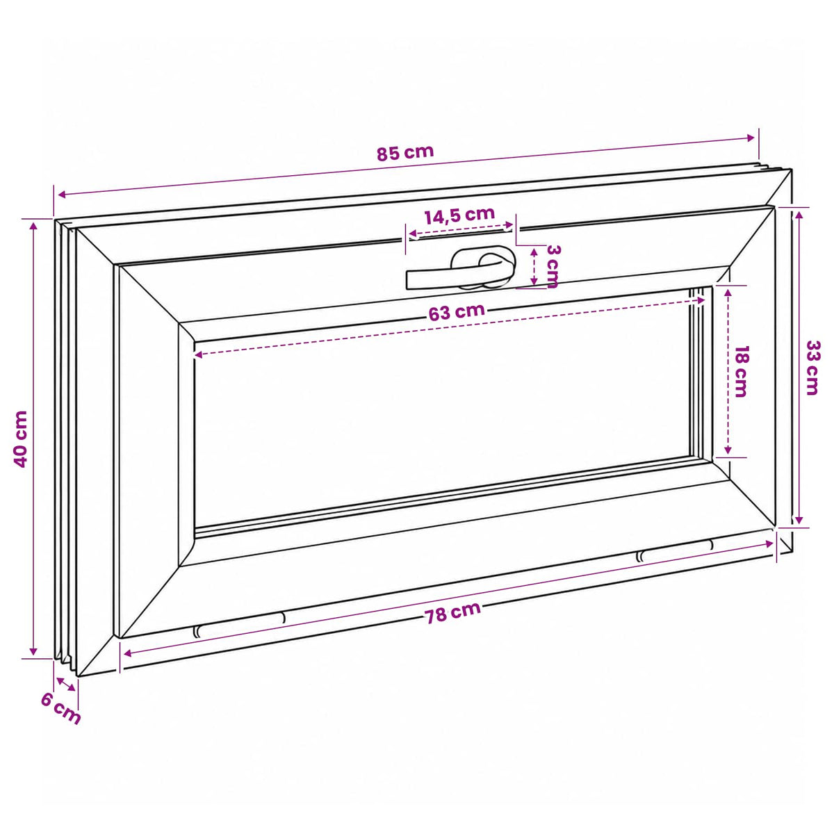 Basement Window Internal Colour White RISOR 85 x 40 cm