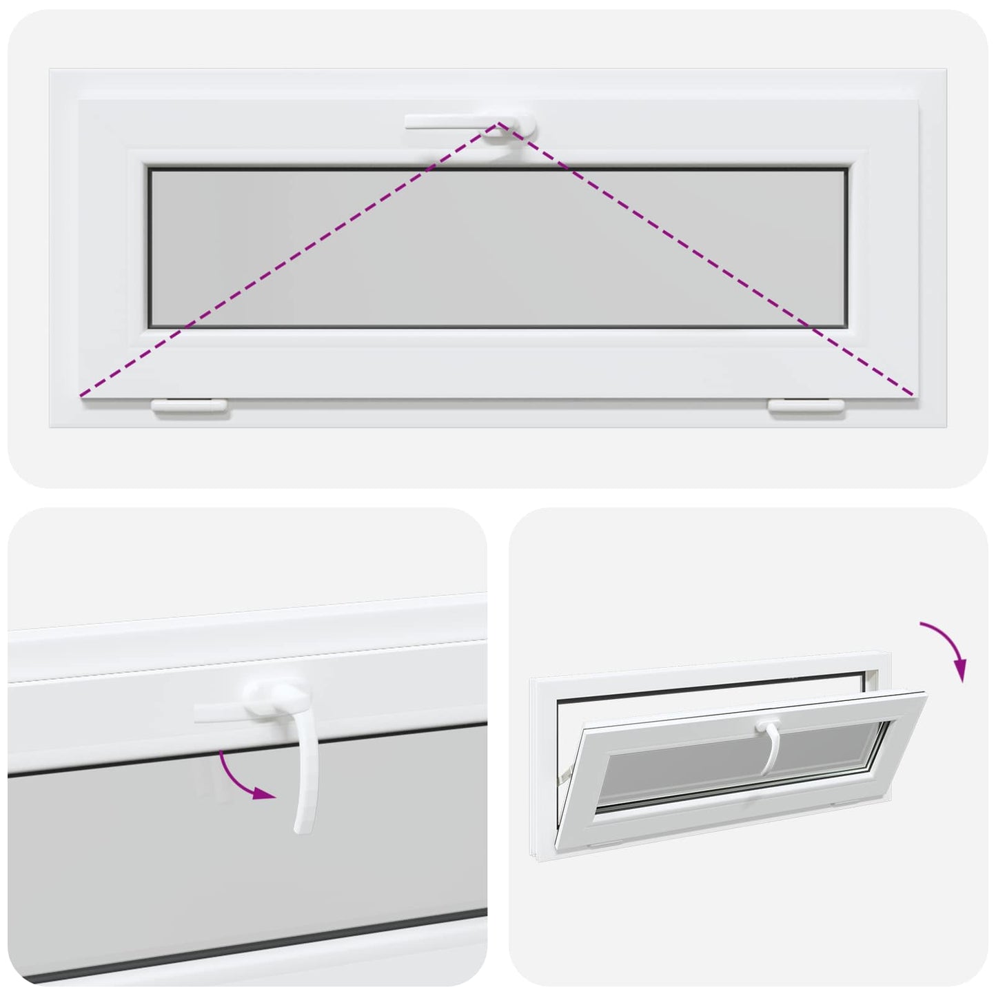 Basement Window Internal Colour White RISOR 100 x 45 cm