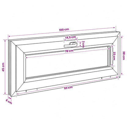 Basement Window Internal Colour White RISOR 100 x 45 cm