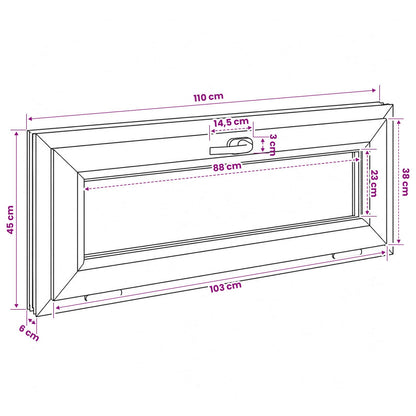 Basement Window Internal Colour White RISOR 110 x 45 cm