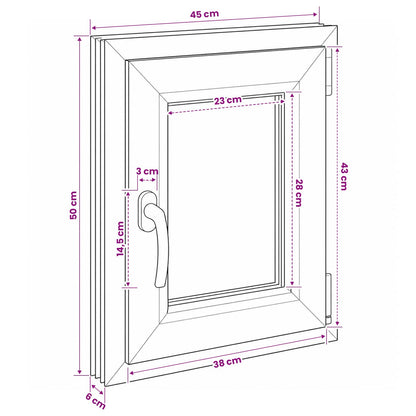 Basement Window Internal Colour White RISOR 45x 50 cm
