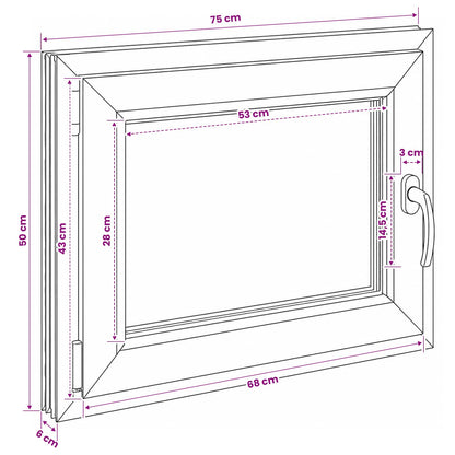 Basement Window Internal Colour White RISOR 75 x 50 cm