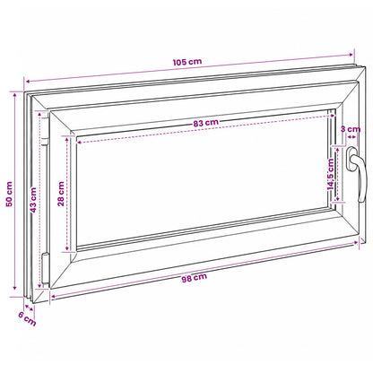 Basement Window Internal Colour White RISOR 105 x 50 cm