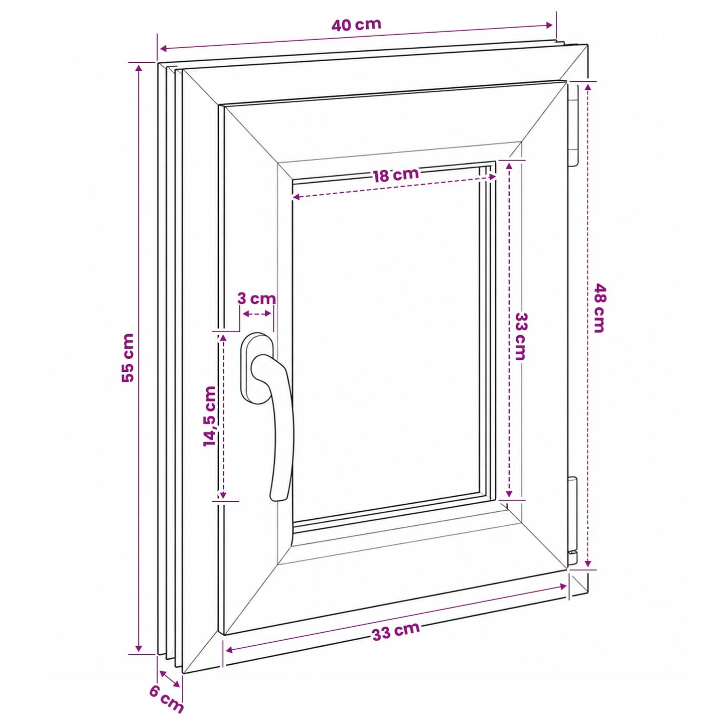 Basement Window Internal Colour White RISOR 40 x 55 cm