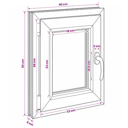 Basement Window Internal Colour White RISOR 40 x 55 cm