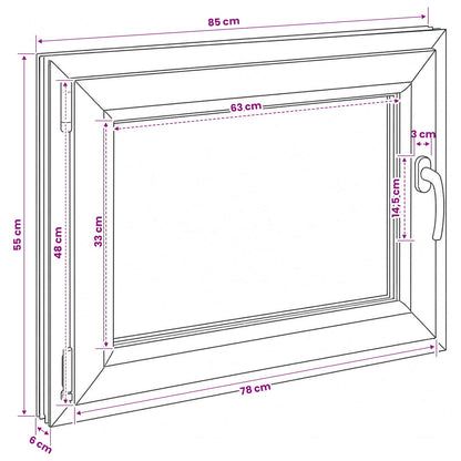 Basement Window Internal Colour White RISOR 85 x 55 cm