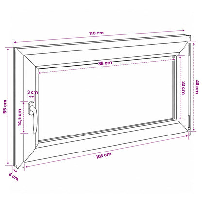 Basement Window RISOR 110 x 55 cm PVC and Glass