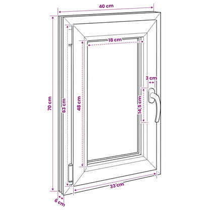 Basement Window Internal Colour White RISOR 40 x 70 cm