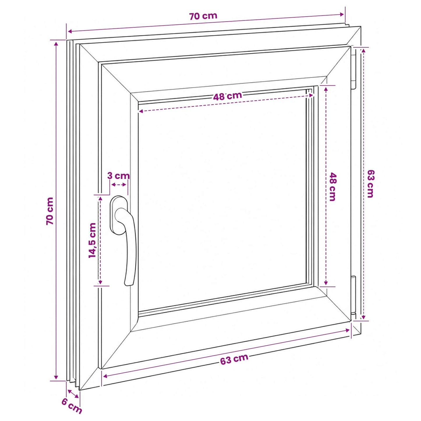 Basement Window RISOR 70 x 70 cm PVC and Glass