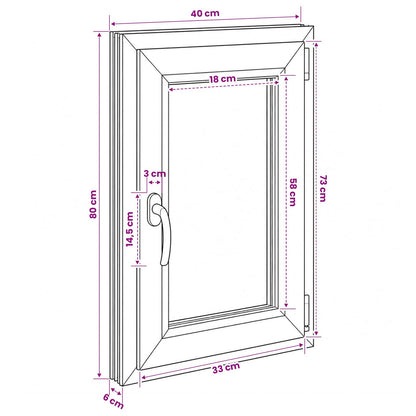 Basement Window Internal Colour White RISOR 40 x 80 cm