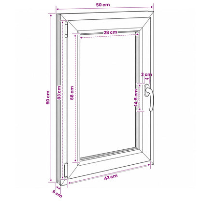 Basement Window Internal Colour White RISOR 50 x 90 cm
